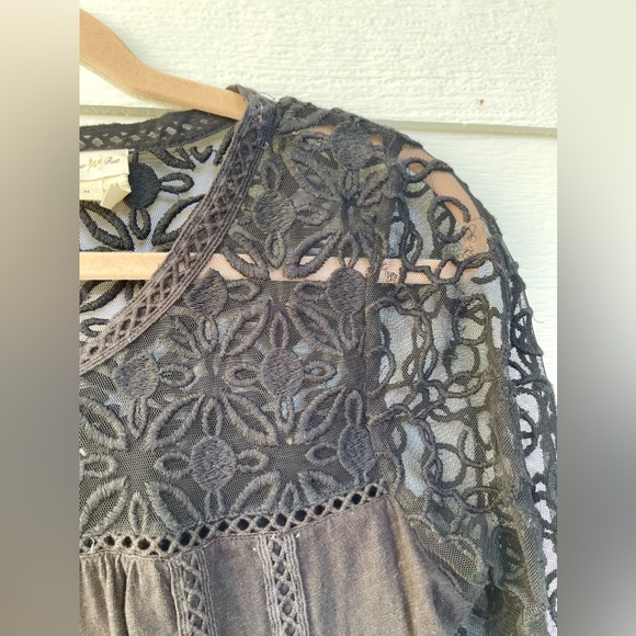 Anthropologie black top with lace detailing. Size small. - Picture 6 of 7